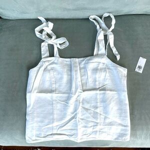 NWT Old navy Linen Blend Bow Tie Strap Corest Top Smocked MED